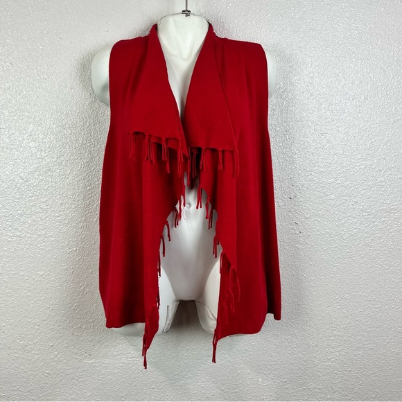 Chicos Womens Size 2‎ Large Red Knit Sleeveless Open Front Cardigan Sweater - Picture 5 of 13